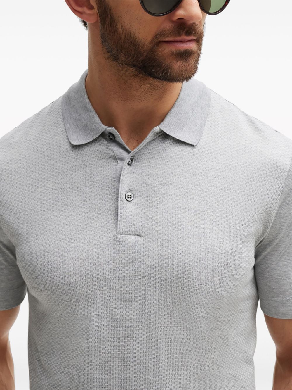 Shop Hugo Boss Cotton-silk Polo Shirt In Grey