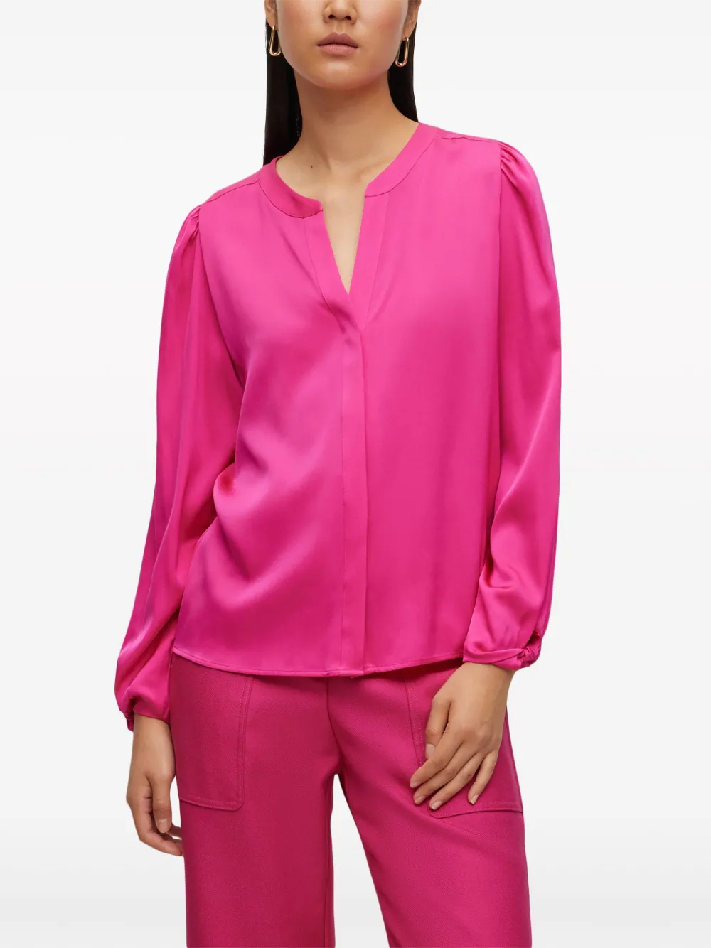 Hugo Boss Split-neck Silk-blend Blouse