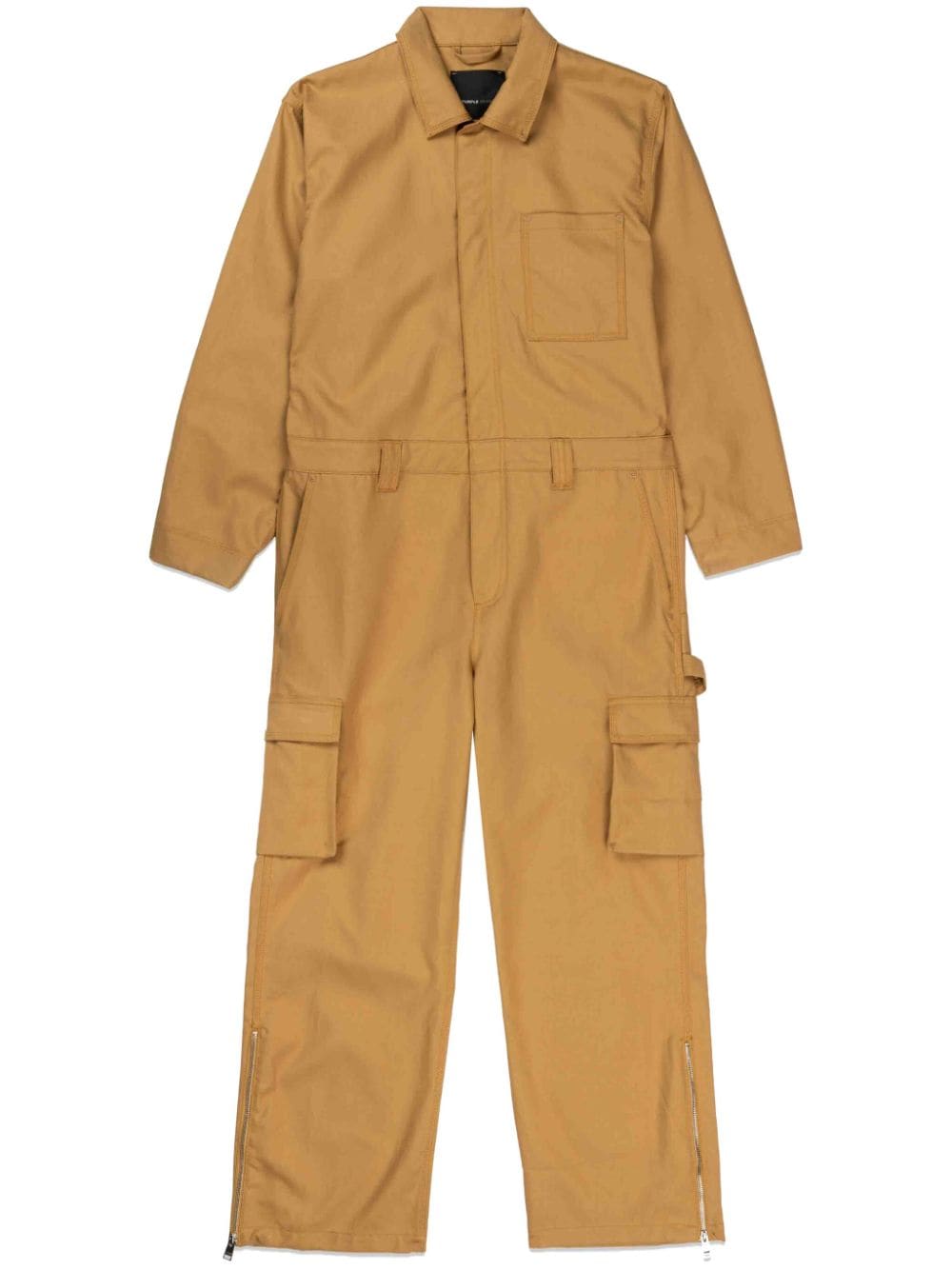 Purple Brand Boxy-fit Cargo-pocket Cotton Jumpsuit In Brown