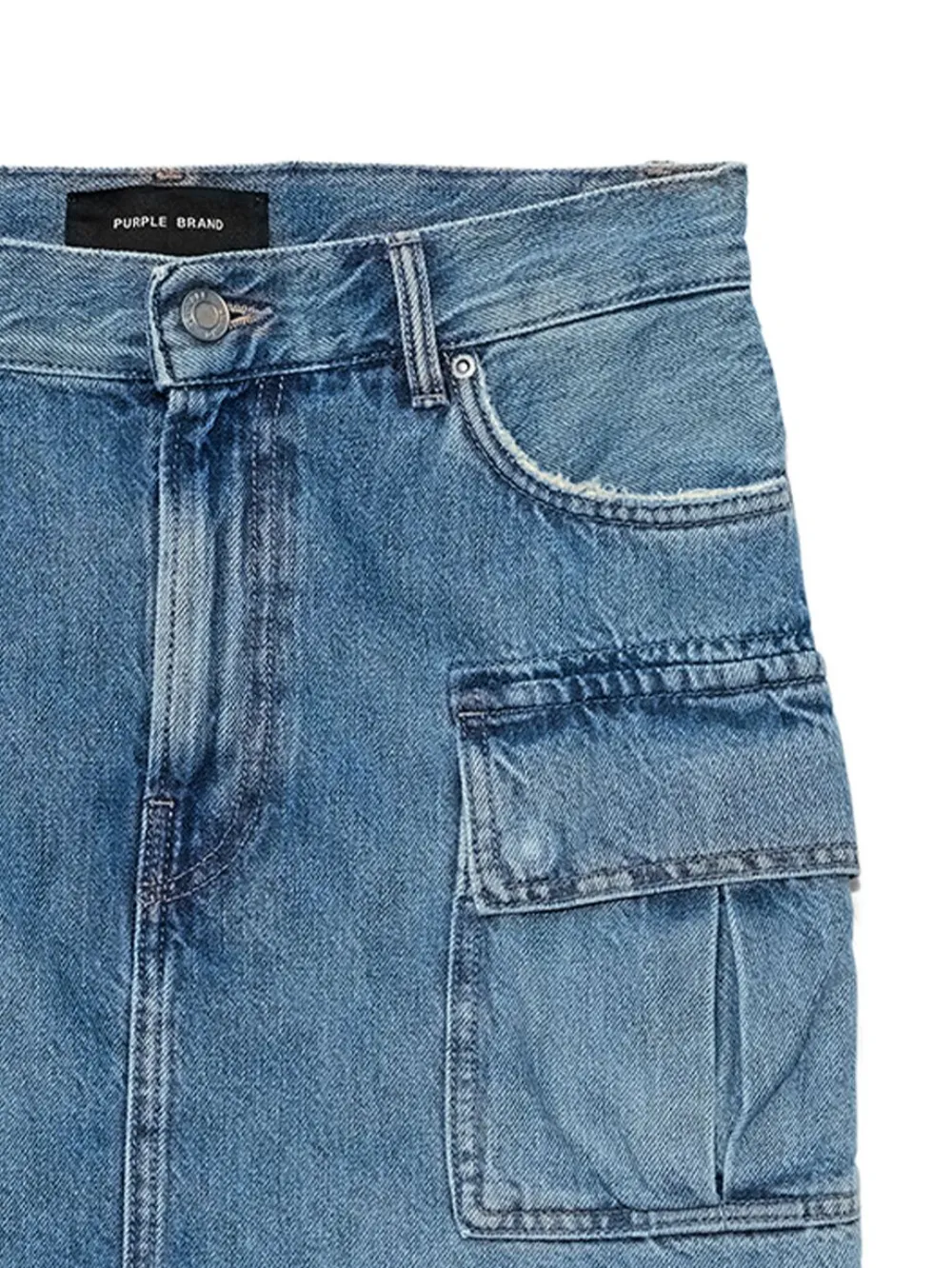 Purple Brand Cargo Denim Miniskirt In Blue