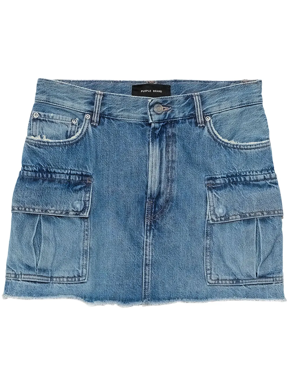 Purple Brand Cargo Denim Miniskirt In Blue