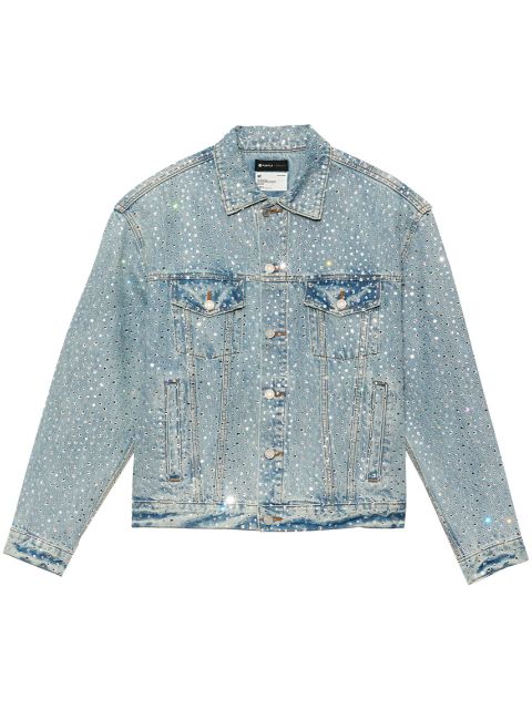 Purple Brand rhinestone-embellished denim jacket