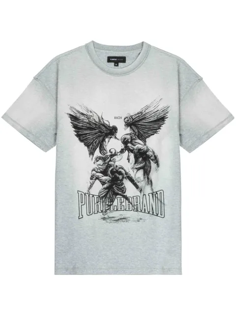Purple Brand Fight-print cotton T-shirt
