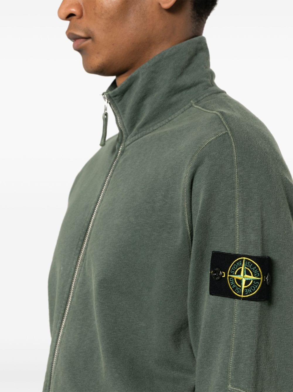 Shop Stone Island Compass-badge Cotton Jacket In Green