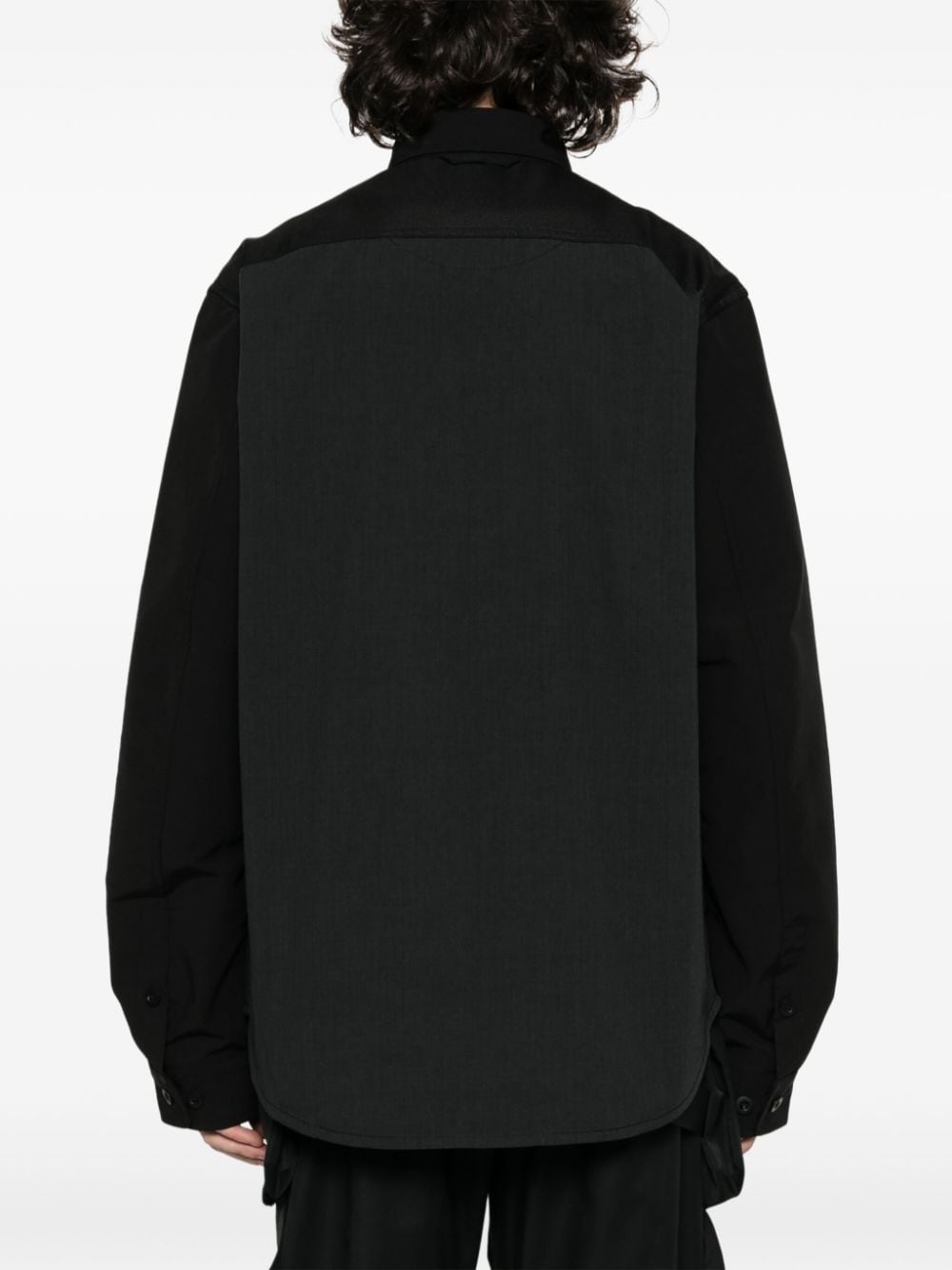 Shop Junya Watanabe Panelled-design Long-sleeve Shirt In Black