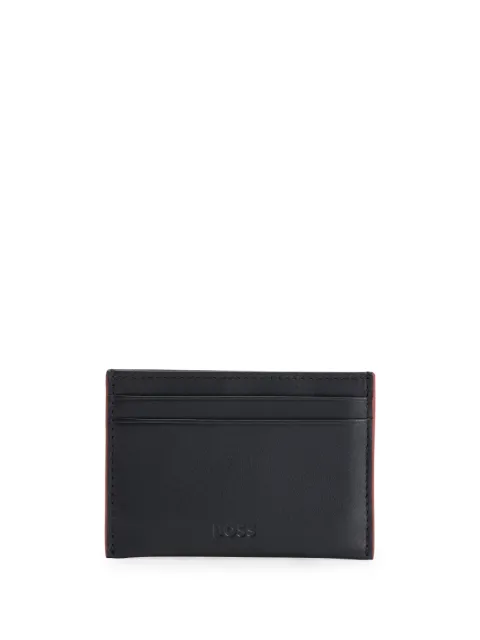 BOSS Porta-cartões de couro com logo gravado