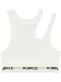 Purple Brand cut-out cropped top - White
