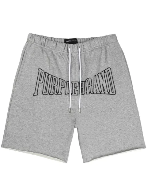 Purple Brand logo-print raw-hem cotton shorts