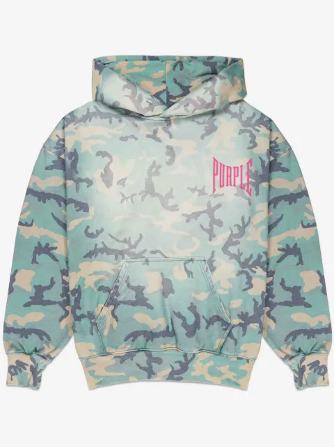 Purple Brand hoodie con estampado militar y logo