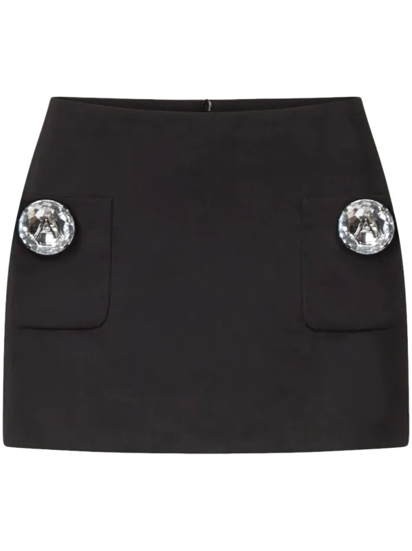 Area Crystal-embellished Wool Mini Skirt in Black