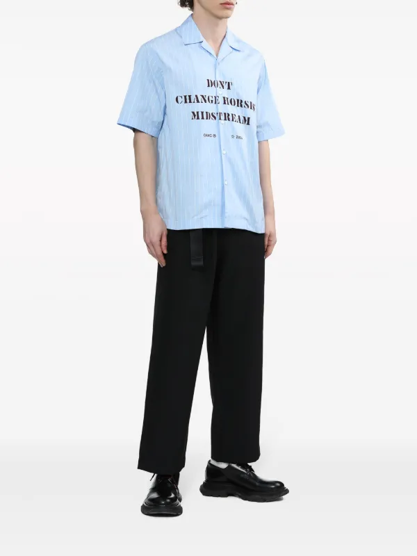 トップス OAMC Pulse Stripe Shirt OVY OAMC＞BLUE STRIPED SHORT SLEEVE SHIRT/シャツ