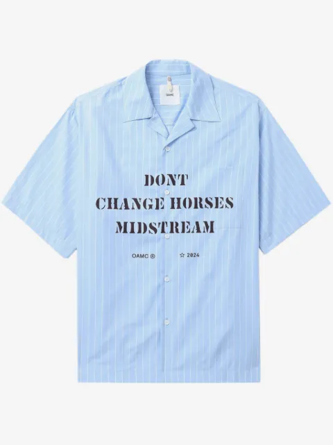 OAMC striped slogan-print shirt