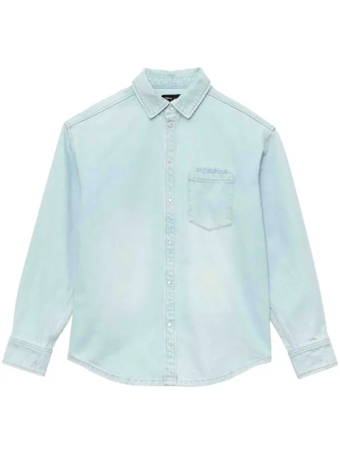 Purple Brand logo-embossed denim shirt