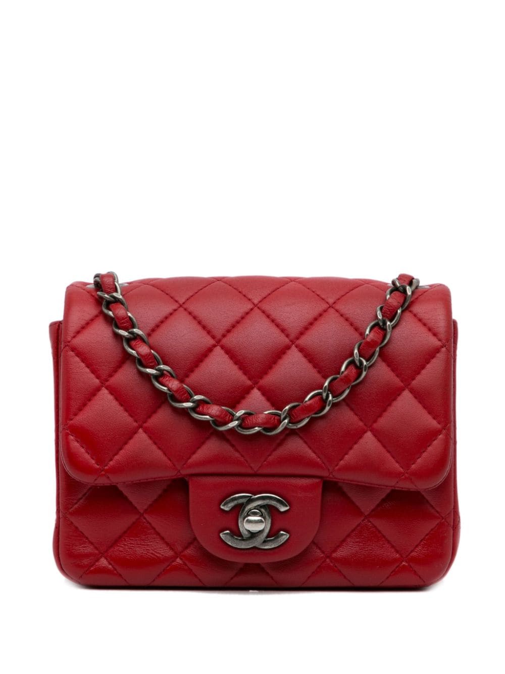 Pre-owned Chanel 2014-2015 Mini Classic Flap Shoulder Bag In Red