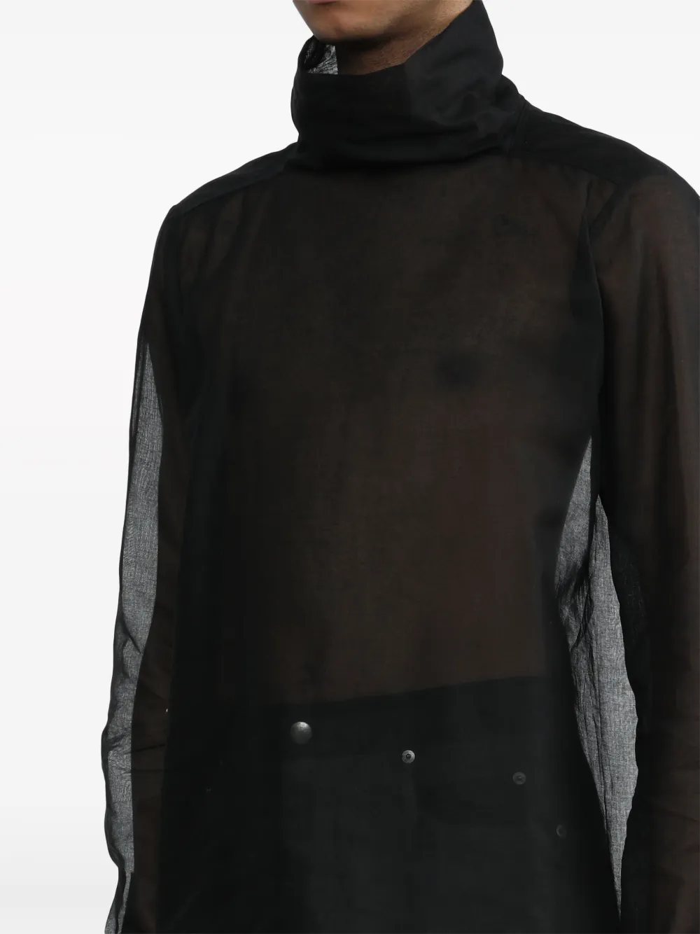 Rick Owens Katoenen jack met hoge hals Zwart