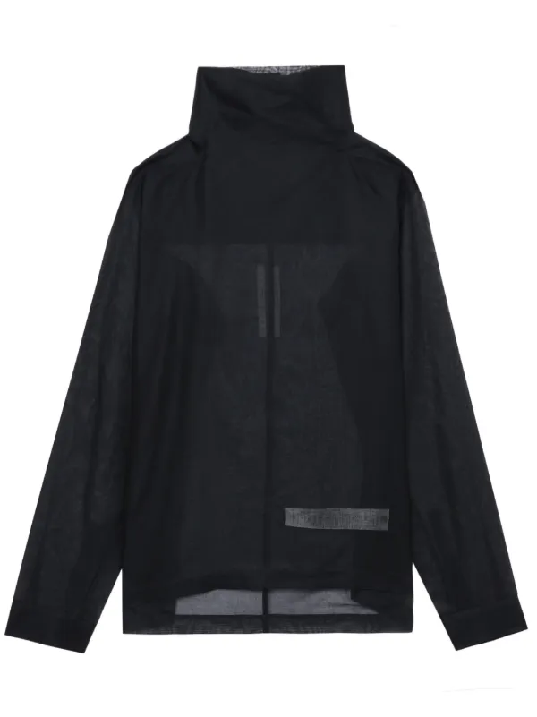 Rick Owens ハイネック フーデッドレザージャケット ブルゾン XS 黒 Rick Owens ハイネック フーデッドレザージャケット ブルゾン XS