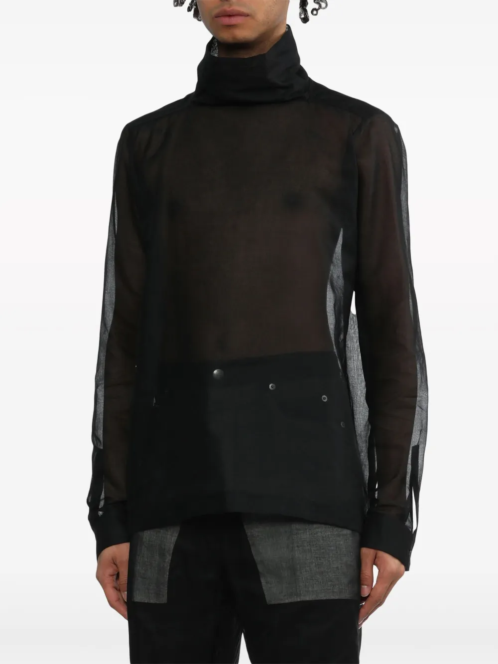 Rick Owens Katoenen jack met hoge hals Zwart
