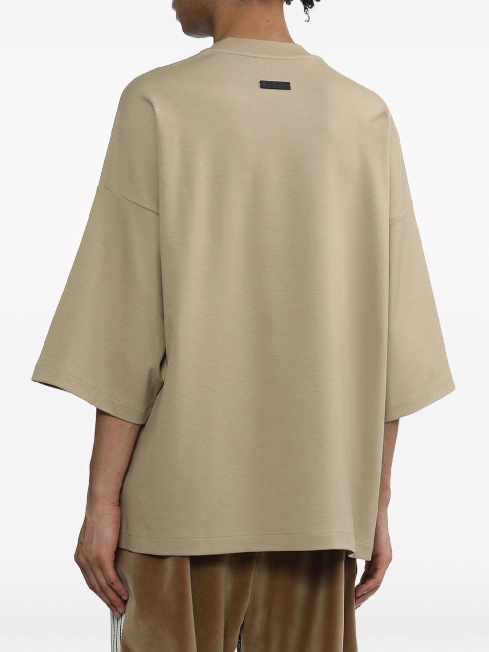Shop Fear Of God Embroidered Drop-shoulder T-shirt In Neutrals