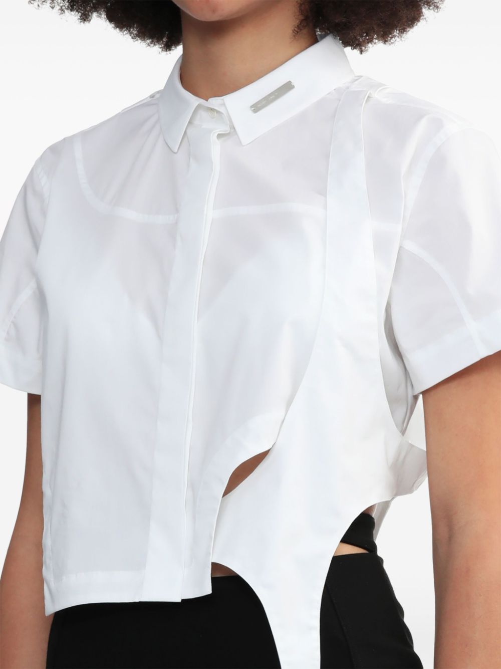 Shop Heliot Emil Layered Cropped Cotton Shirt In White
