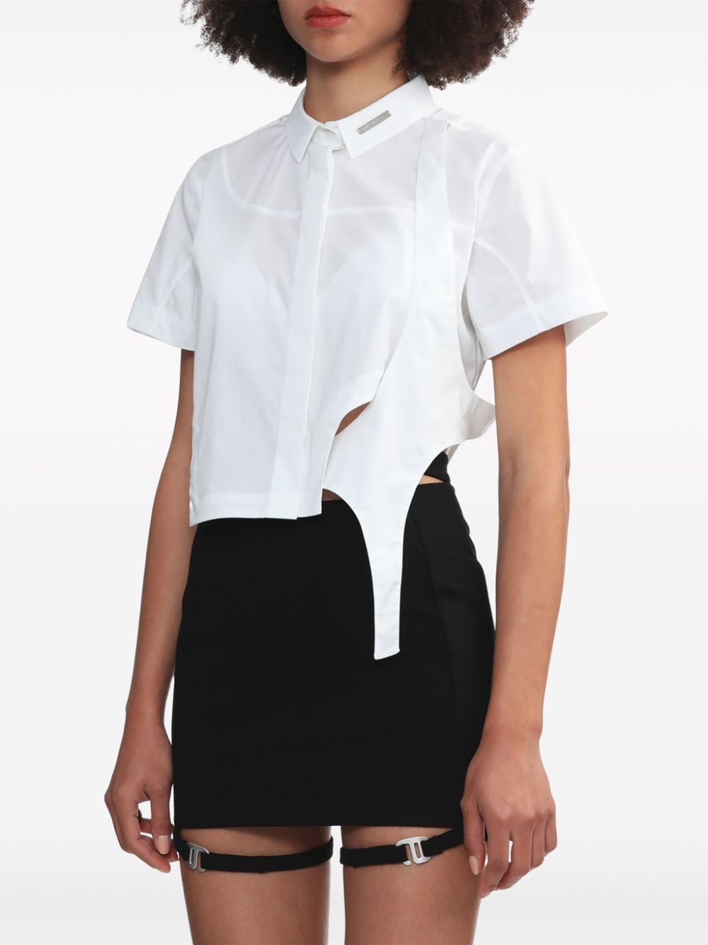 Shop Heliot Emil Layered Cropped Cotton Shirt In White