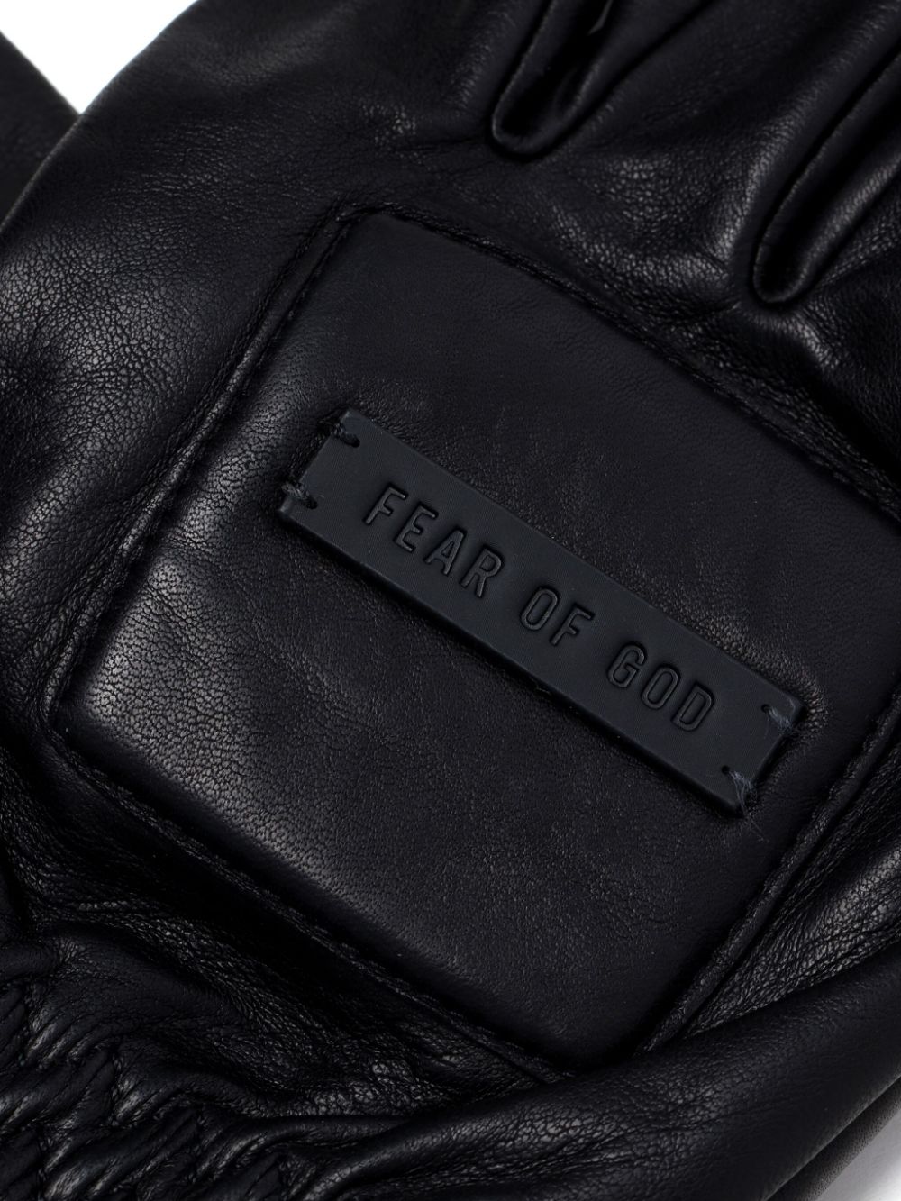 Shop Fear Of God Logo-plaque Leather Gloves In Black