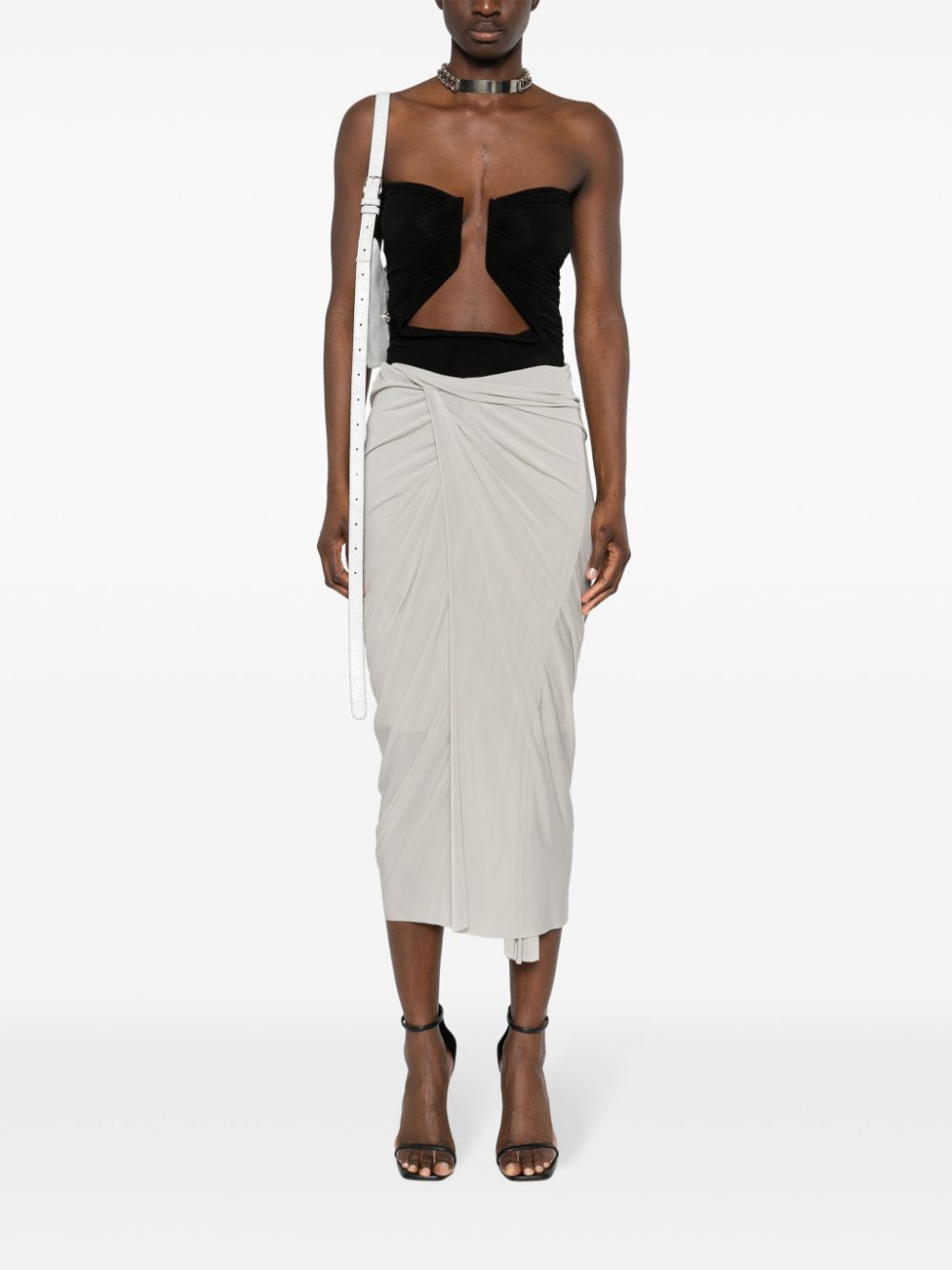 Rick Owens wrap midi skirt - Grijs