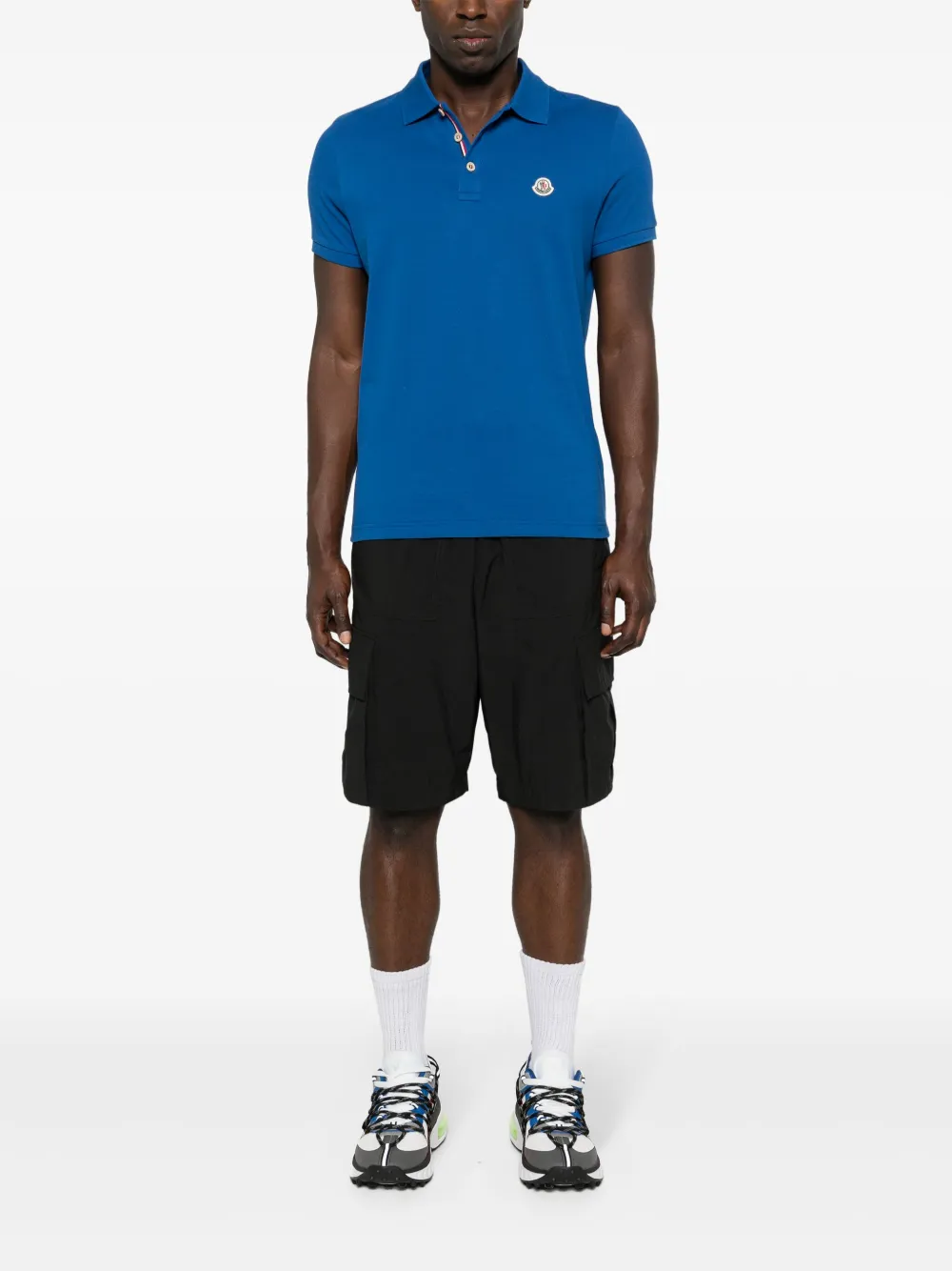 Moncler logo-appliqué polo shirt - Blauw