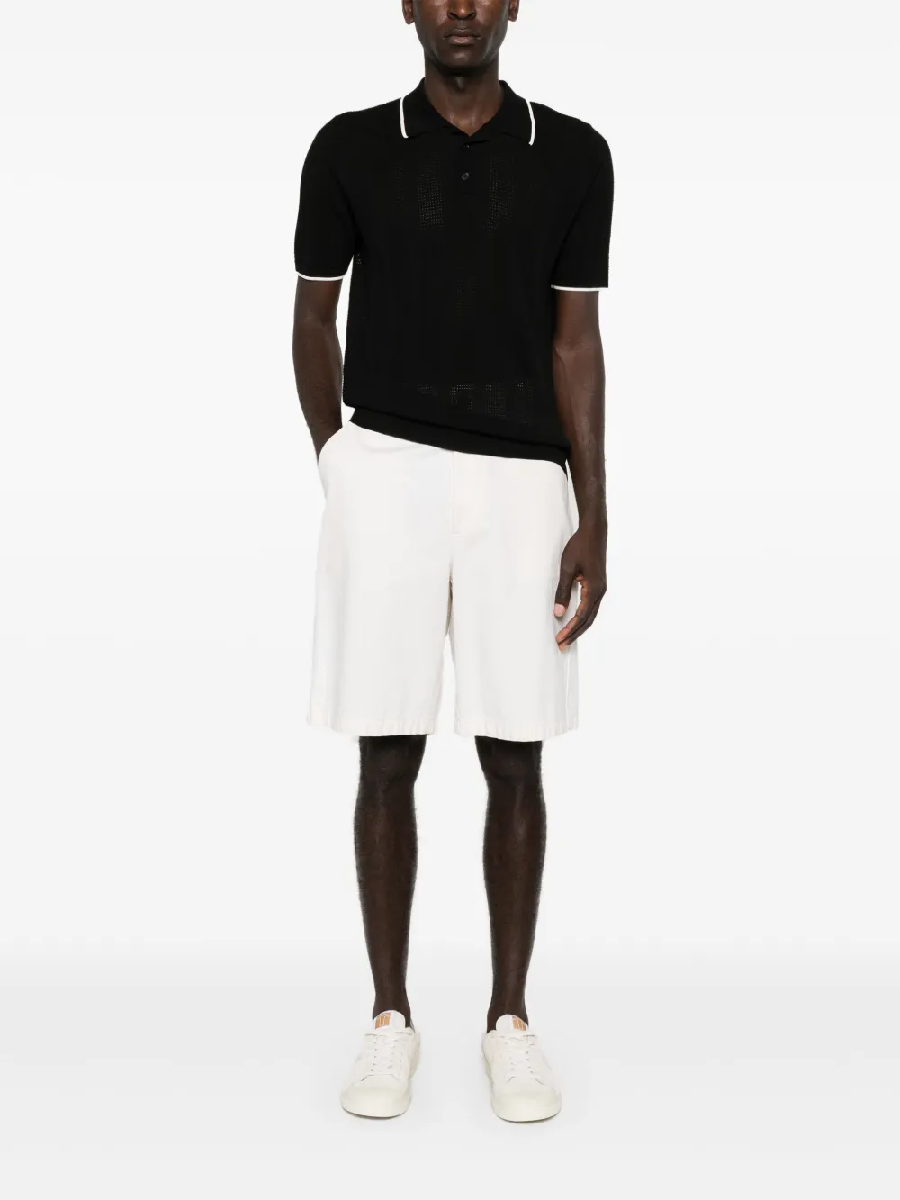 Nuur Opengebreid poloshirt - Zwart