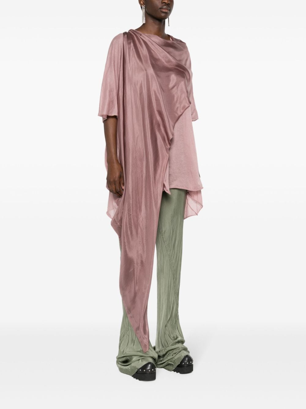 Shop Rick Owens Attached-scarf T-shirt In Pink