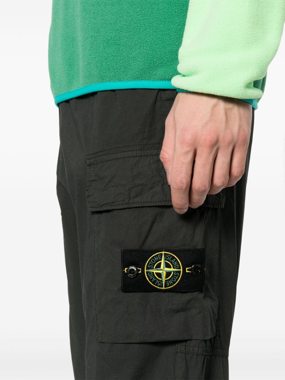 Shop Stone Island Compass-badge Tapered Leg Trousers In Grey