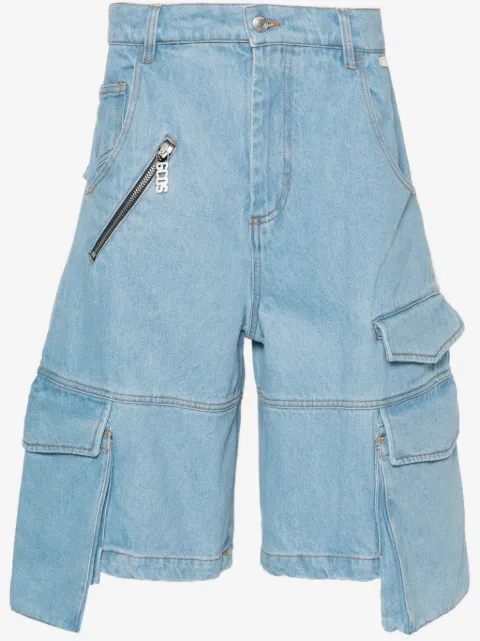 GCDS logo-plaque denim shorts