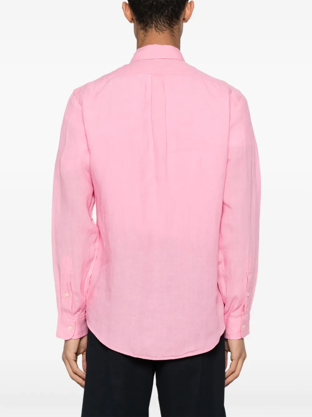 Shop Polo Ralph Lauren Polo Pony-embroidered Linen Shirt In Pink