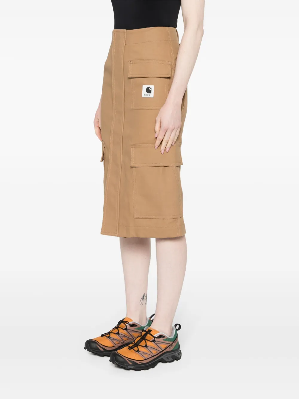 Shop Sacai X Carhartt Wip Duck Skirt In Brown