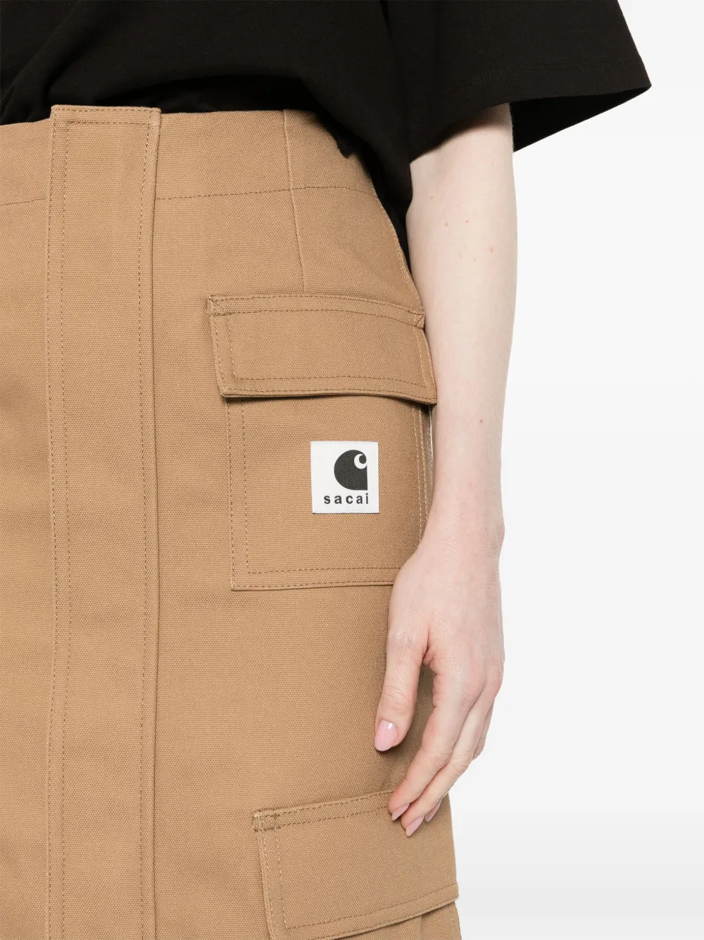 Shop Sacai X Carhartt Wip Duck Skirt In Brown