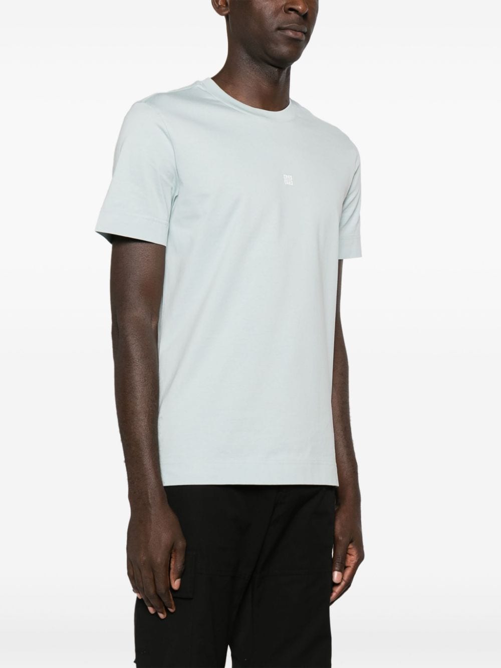 Shop Givenchy 4g-embroidered Cotton T-shirt In Blue
