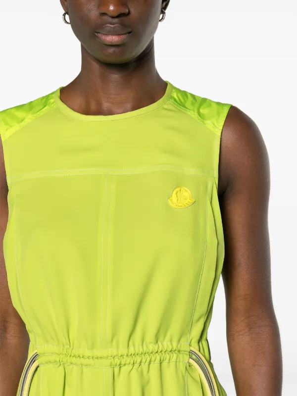 Moncler logo-appliqué Pleated Midi Dress | Green | FARFETCH