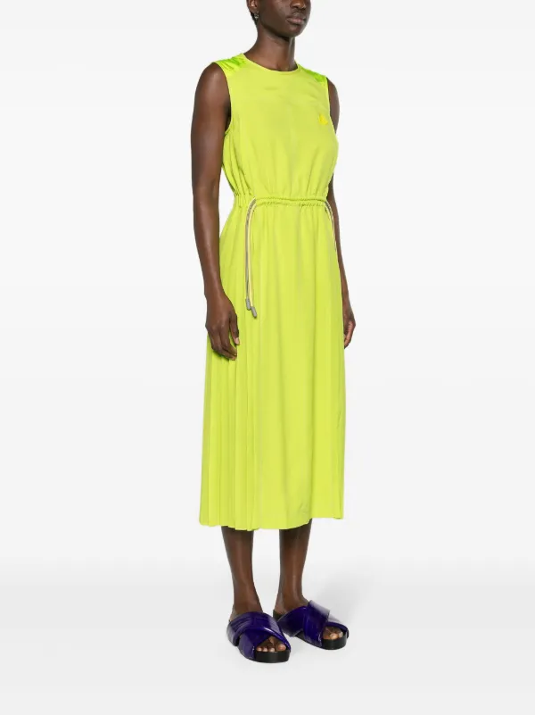 Moncler logo-appliqué Pleated Midi Dress | Green | FARFETCH
