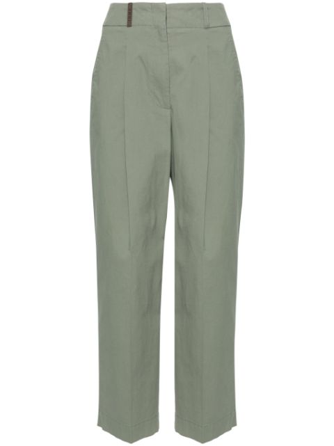 Peserico pressed-crease poplin tapered trousers