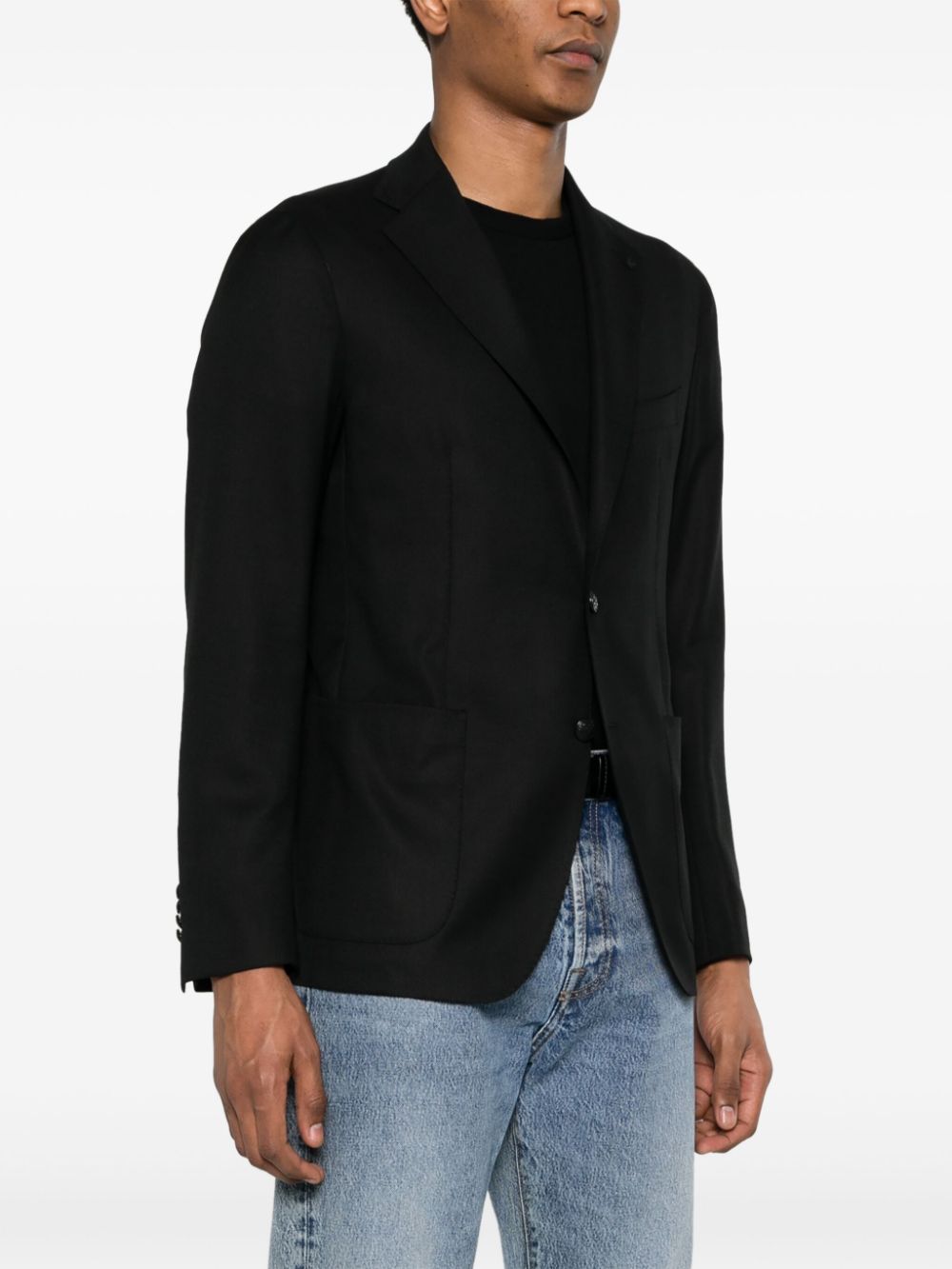 Shop Tagliatore Single-breasted Virgin Wool Blazer In Black