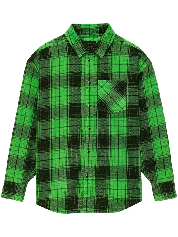 Purple Brand logo-embossed Checked Cotton Shirt Green FARFETCH PH