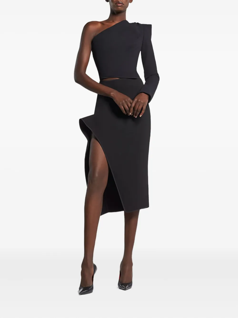 Maticevski one-shoulder long-sleeve top - Zwart