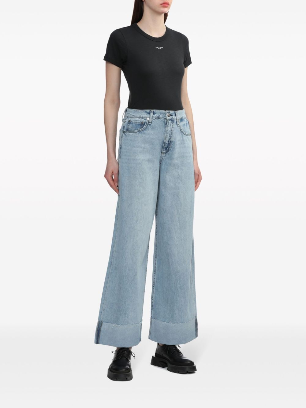 Shop Rag & Bone Sofie High-rise Wide-leg Jeans In Blau