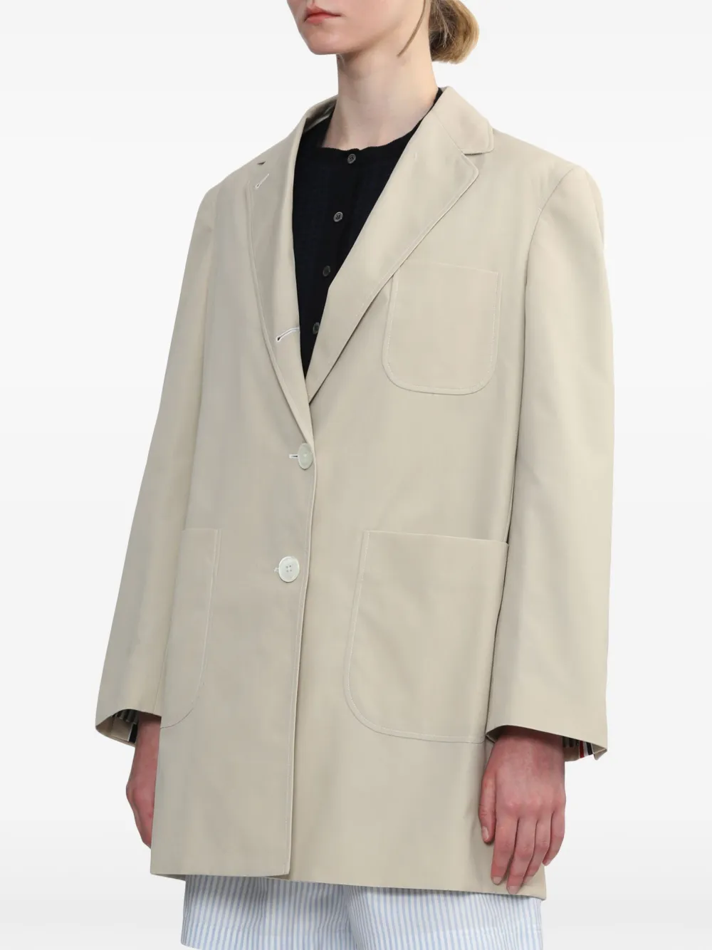 Thom Browne Blazer met enkele rij knopen Beige