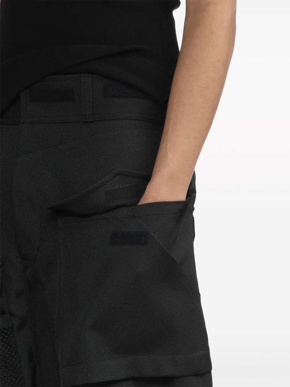 Shop Junya Watanabe Strap-detail Asymmetric Cargo Trousers In Black