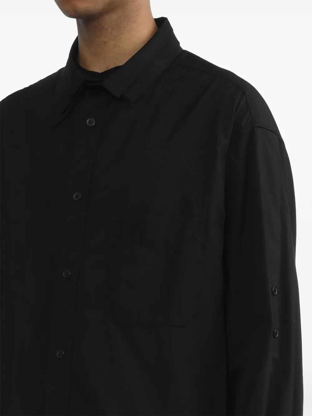 Shop Yohji Yamamoto Layered-collar Cotton Shirt In Black