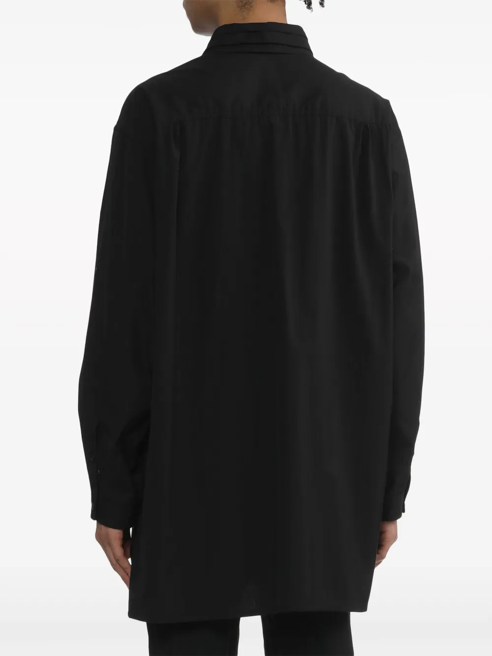 Shop Yohji Yamamoto Layered-collar Cotton Shirt In Black