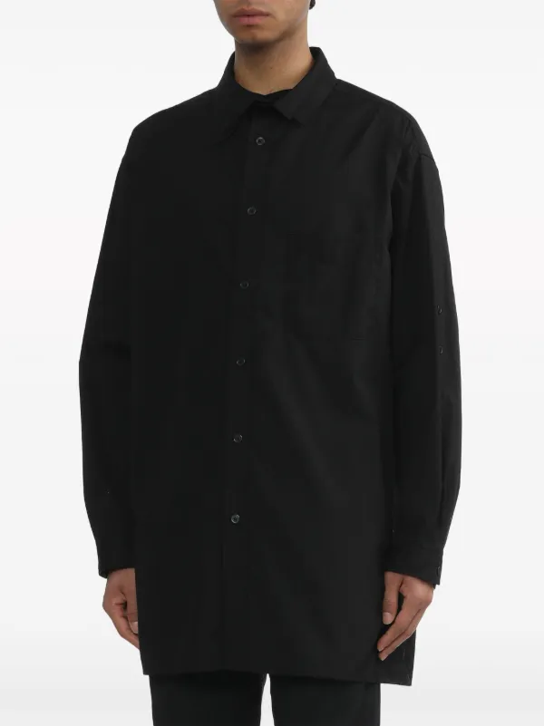 Yohji Yamamoto layered-collar Cotton Shirt | Black | FARFETCH