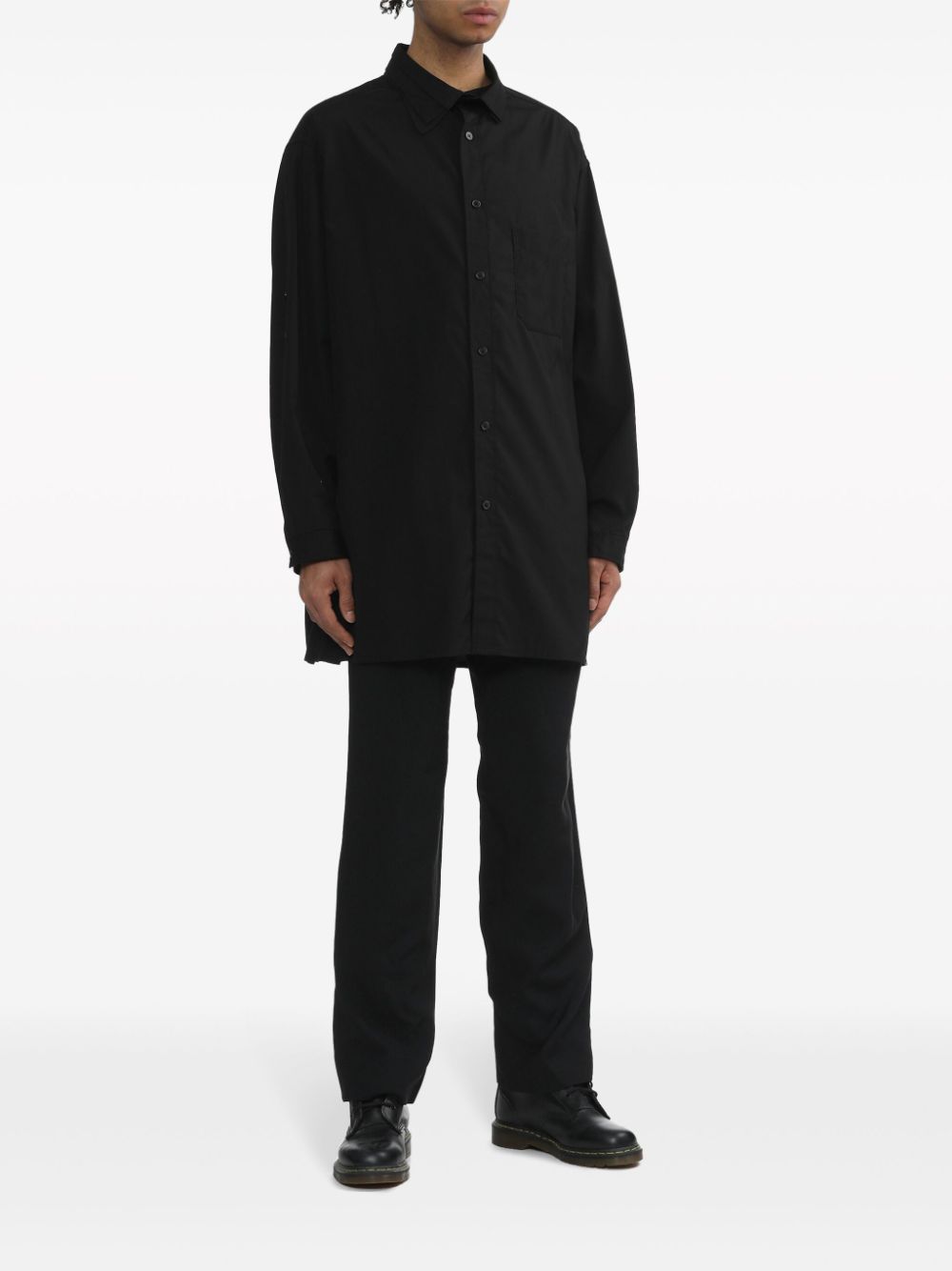 Yohji Yamamoto Katoenen overhemd met gelaagde kraag Zwart