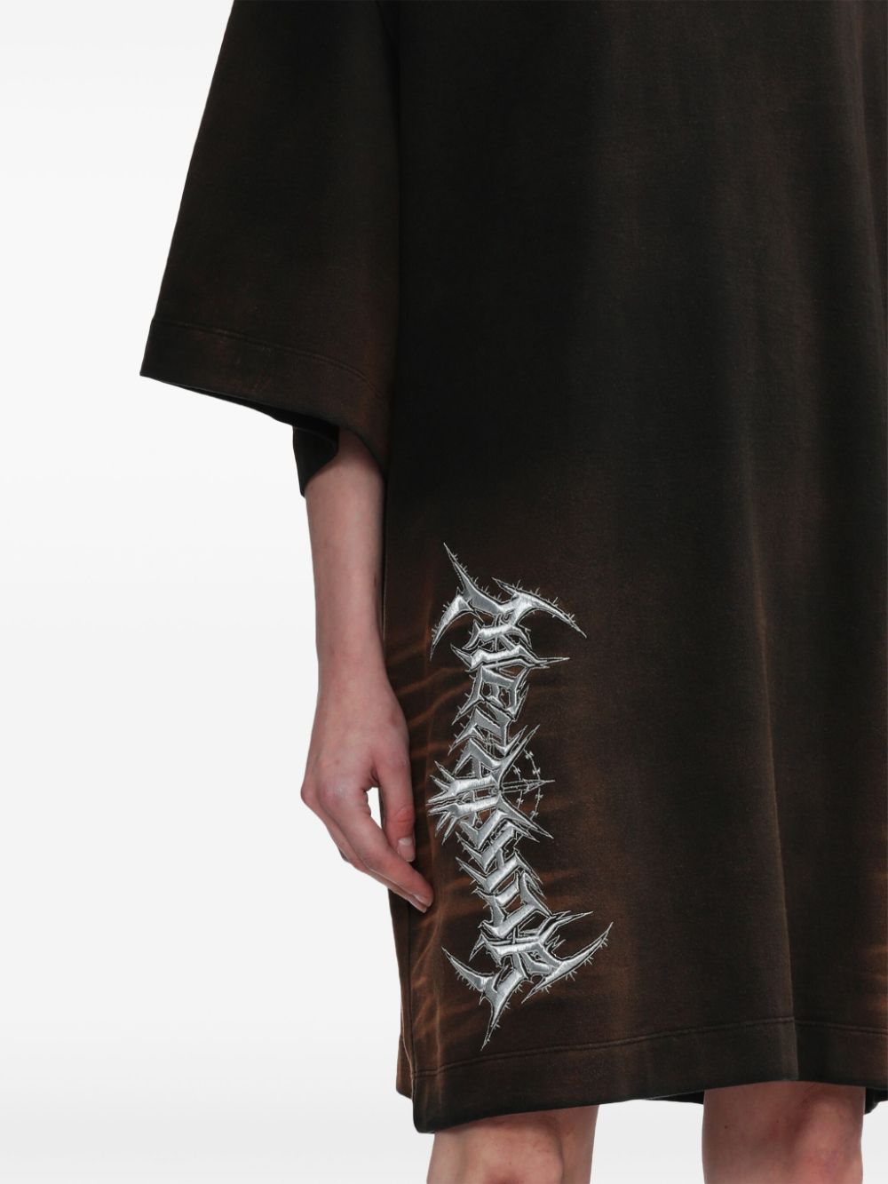 Juun.J Katoenen midi-jurk met borduurwerk Bruin