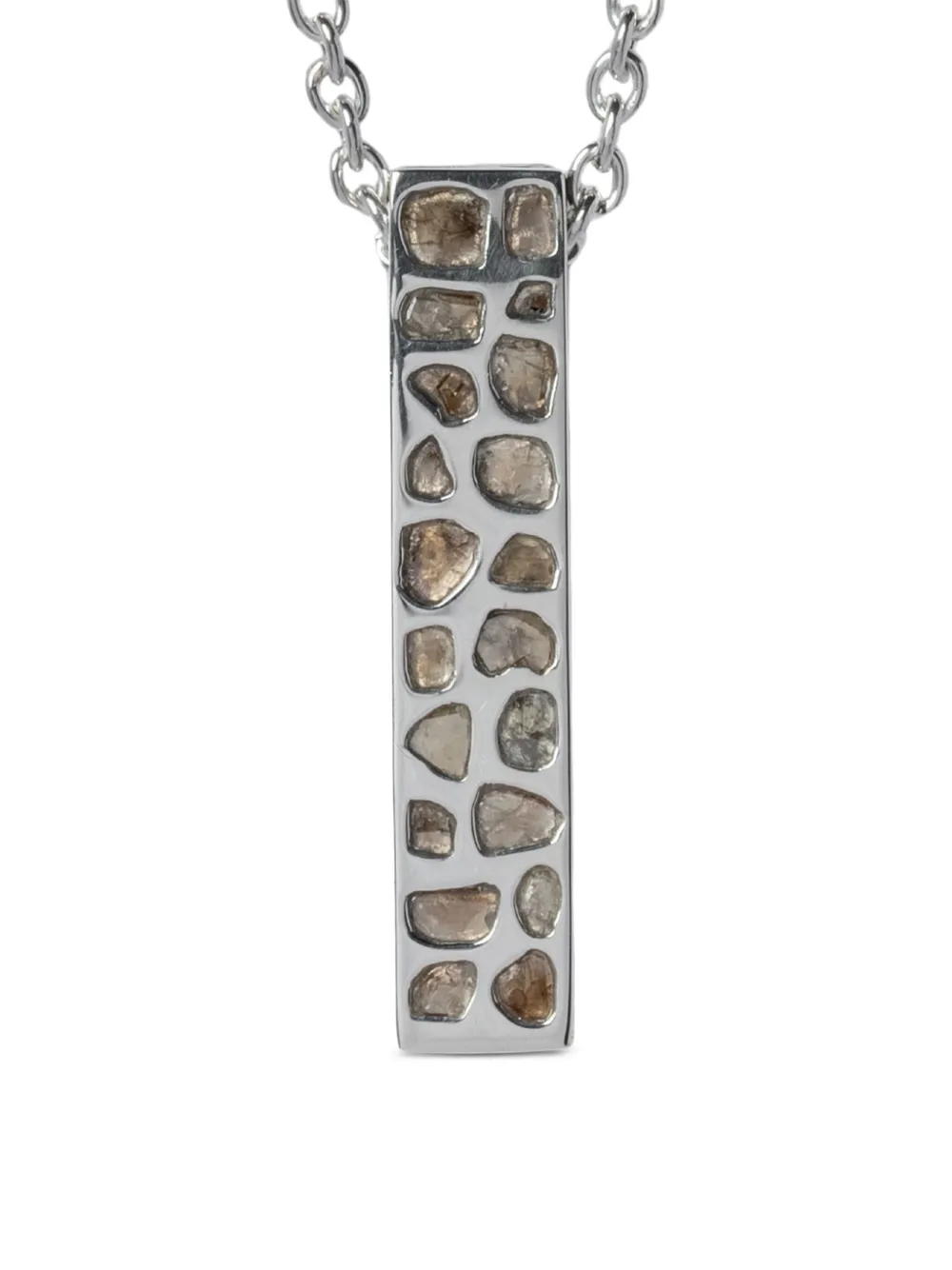 Parts of Four Cuboid Necklace (Half, Short Var., 50cm, Full Mega Pavé, PA+DIA) - Argento
